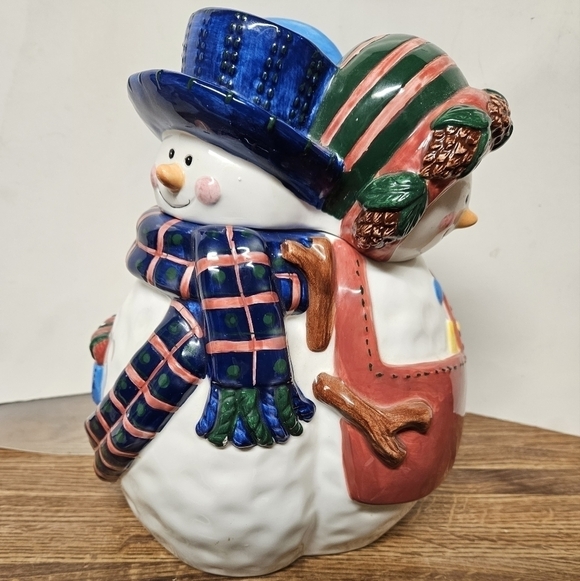 Vintage 3-Sided Ceramic Snowman Cookie Jar - Picture 8 of 14